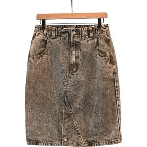 Vintage 80s No Exit Acid Wash Denim Skirt Women’s Junior’s 13/14 Black White